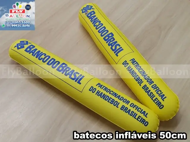 Bastão de torcida inflável promocional personalizado para Banco do Brasil, patrocinador oficial do handebol brasileiro